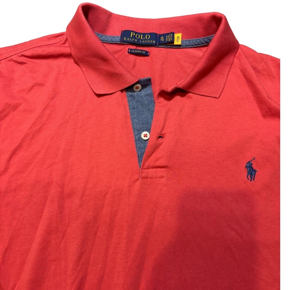Polo Ralph Lauren Polo Shirt Mens XL Red Pink Classic Fit Short Sleeve Cotton